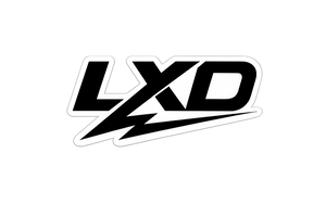 Black and white outlined LXD sticker