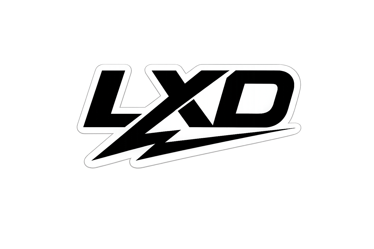 Black and white outlined LXD sticker